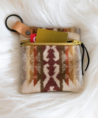 Handmade Wool Zippered Coin Purse: Southwestern Style
