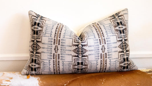 Harding Star Wool Pillow Cover – Grey & Cream Pendleton® Pattern