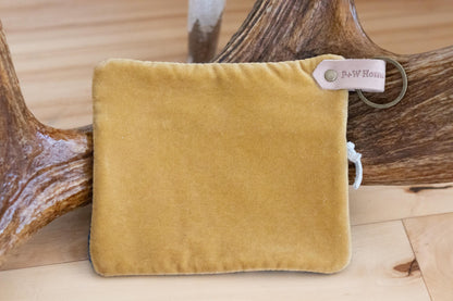 Southwestern style navy blue Wool clutch zippered ID Holder, small key fob wallet, tribal coin