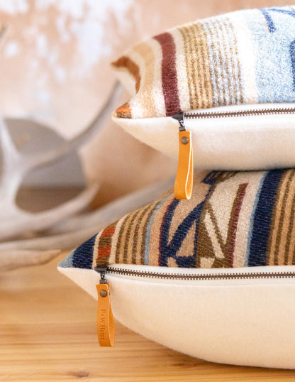 Chimayo Wool Pillow Cover – Harvest Tan Southwestern Stripe Accent