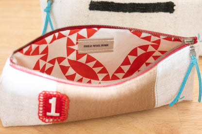Linen Color Blocked Zippered Pouch: Versatile Organizer for Pencils, Knitting, Makeup (Ready to Ship)