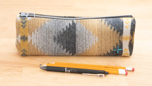 Versatile Zippered Wool Pouch: Pencil Case, Knitting Needle Holder, Makeup Brush Organizer, Clutch, ships fast