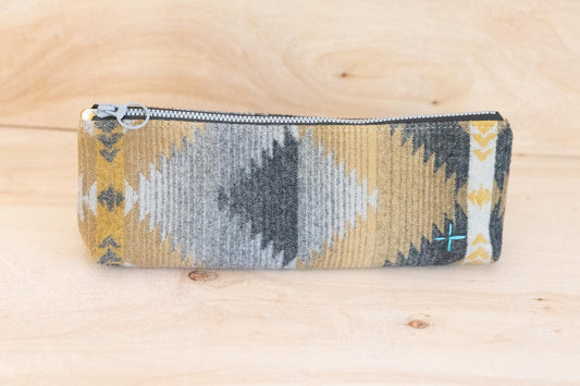 Versatile Zippered Wool Pouch: Pencil Case, Knitting Needle Holder, Makeup Brush Organizer, Clutch, ships fast