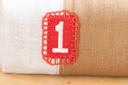 Linen Color Blocked Zippered Pouch: Versatile Organizer for Pencils, Knitting, Makeup (Ready to Ship)