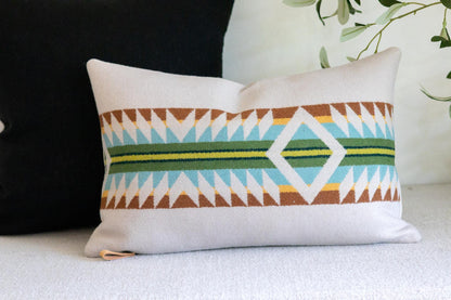 Falcon Cove Border wool Southwestern pillow cover, 12x18 lumbar sham, ready to ship