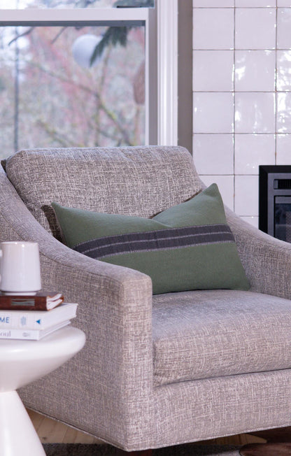 Limited-Edition Green Wool & Linen Lumbar Pillow Cover – Only 2 Made
