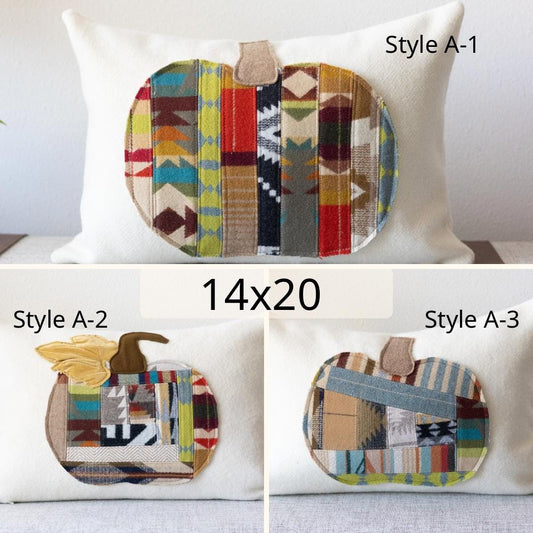 Rustic Wool Pumpkin Applique Pillow Cover: Fall Aesthetic Farmhouse Cushion for Cozy Cottage Autumn Decor
